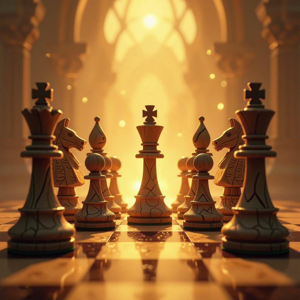 Chess Pieces Animate with Mystical Glow