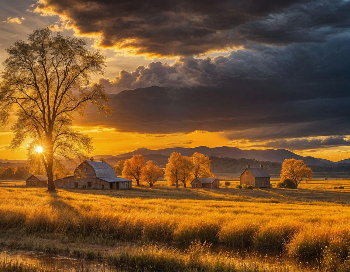 Spectacular Sunset in Vibrant Golden Light