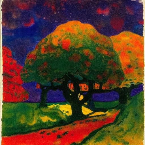 Eerie Autumn Landscape in the Style of Nolde