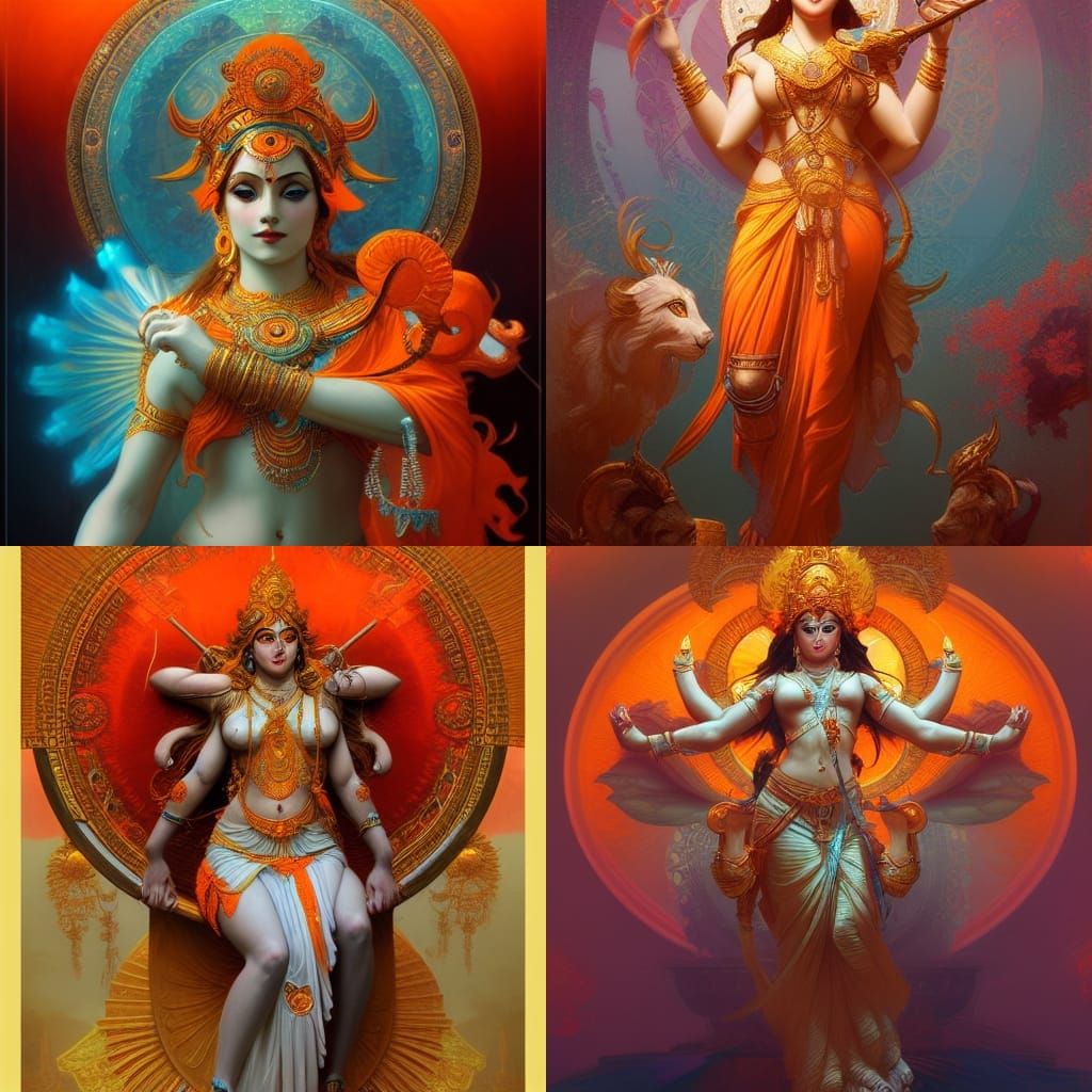 Goddess Durga Concept Art in Art Nouveau Style