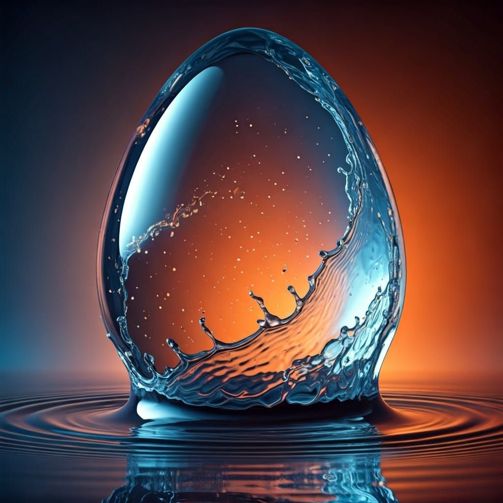 Hyperrealistic Water Droplet with Vibrant Lighting