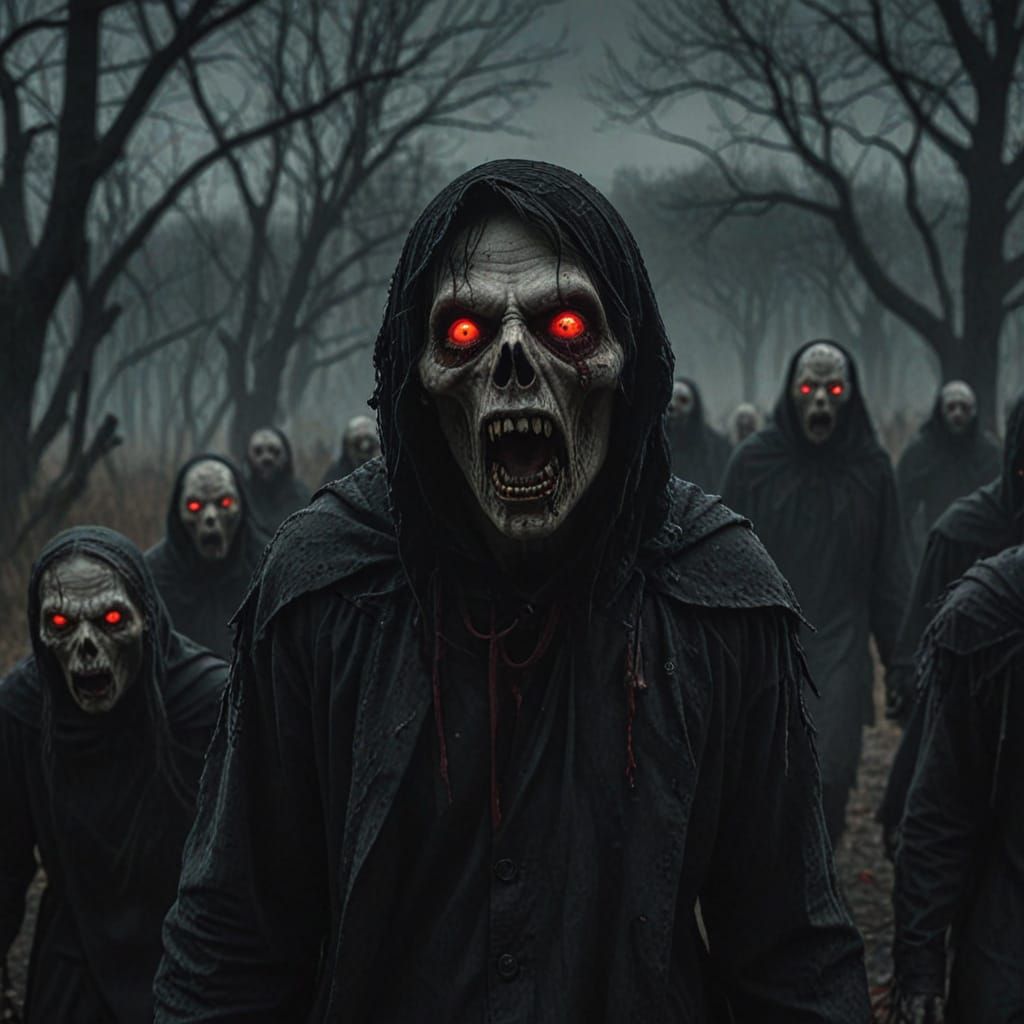Army of Red Eyed Ghouls in Gothic Horror Style