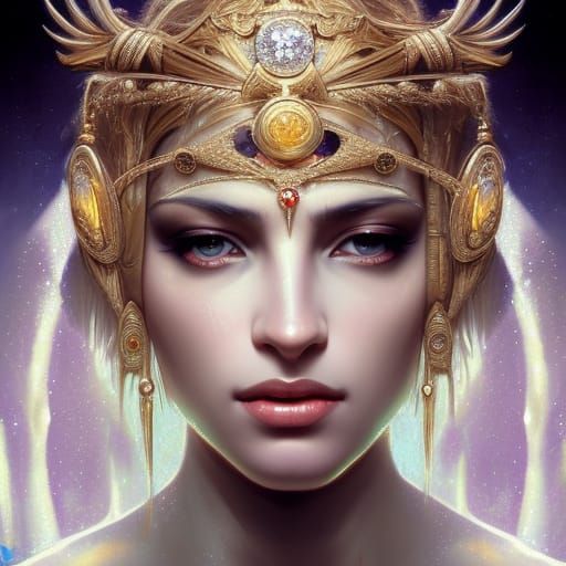 Diamond-Clad Greek Goddess Rising: Hyperdetailed Concept Art
