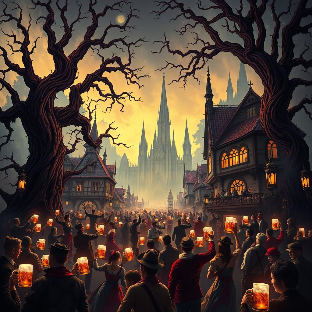 Oktoberfest Poster in Art Nouveau Style