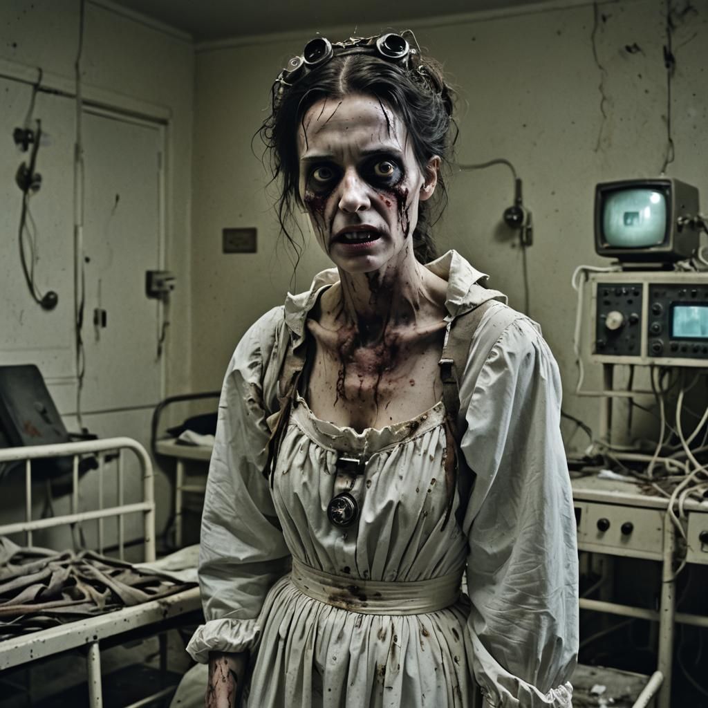 Disturbing Asylum Patient in Dark Surrealist Style