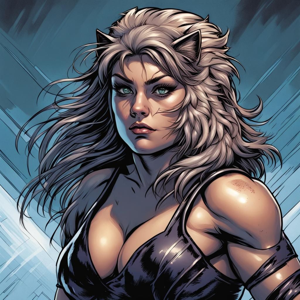 Pallas Cat Wrestler in Comic Book Style