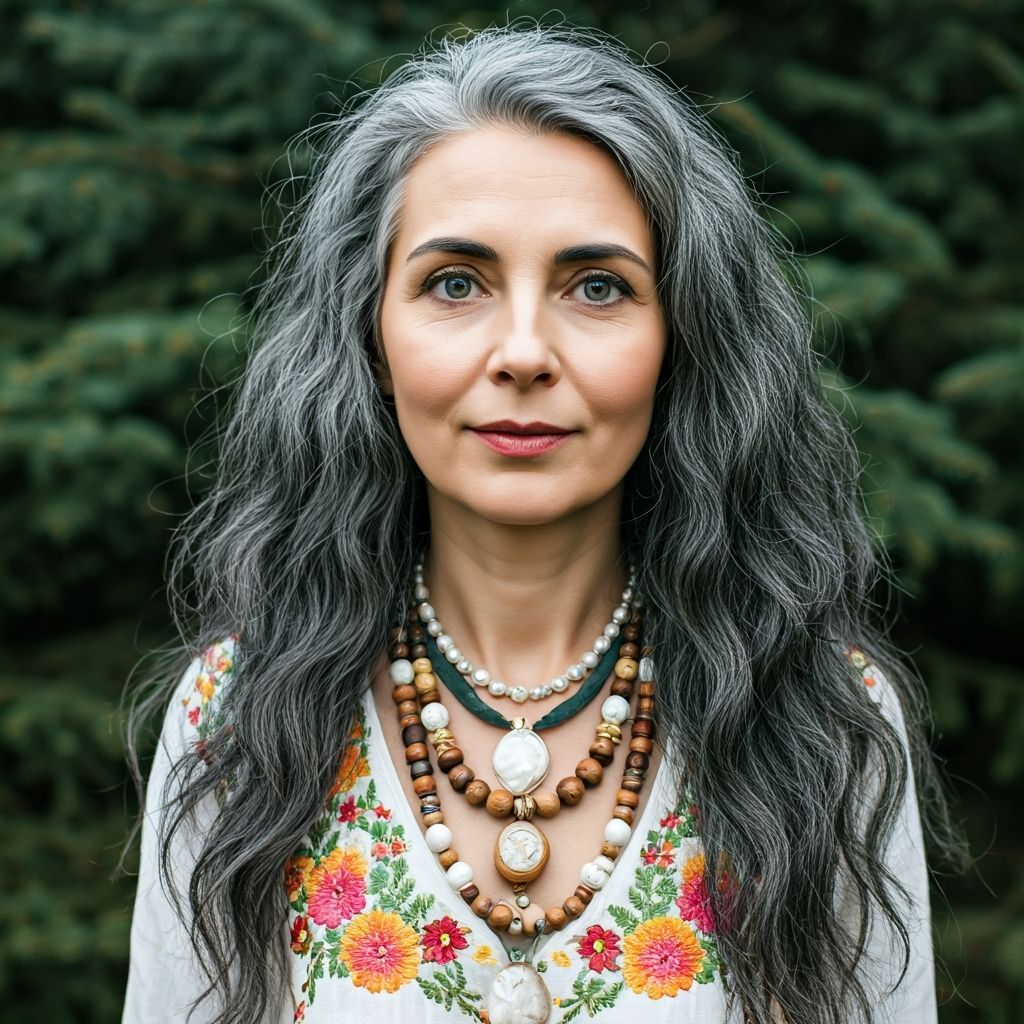 Ethereal Woman in Misty Forest, Whimsical Illustration