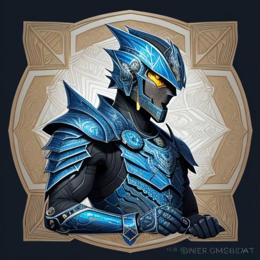 Dolphin Warrior in Geometric Fractal Armor