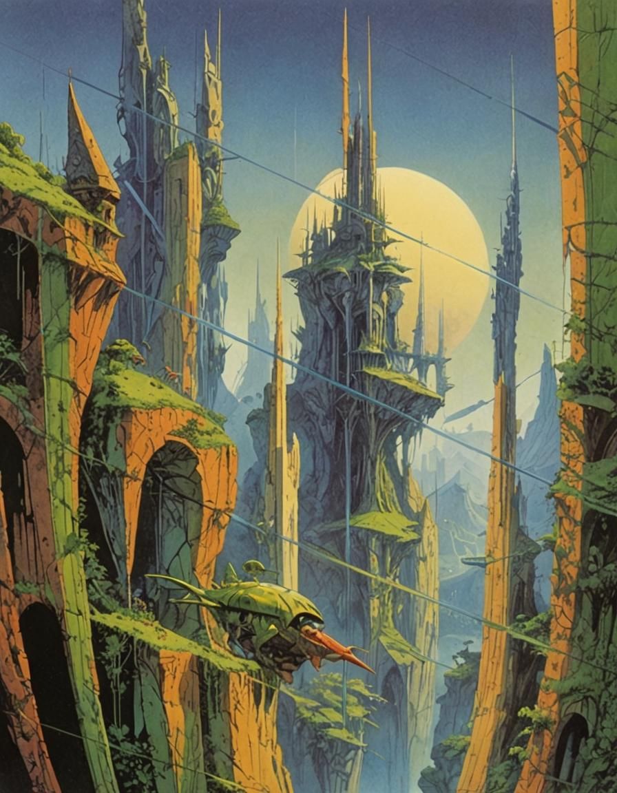 Surreal Landscape with Floating Islands