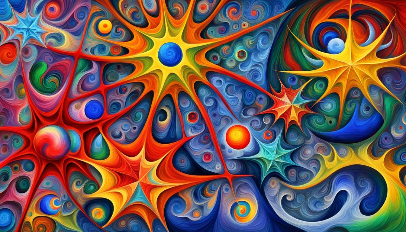 Abstract Stars in Vivid Impasto Fractal Art