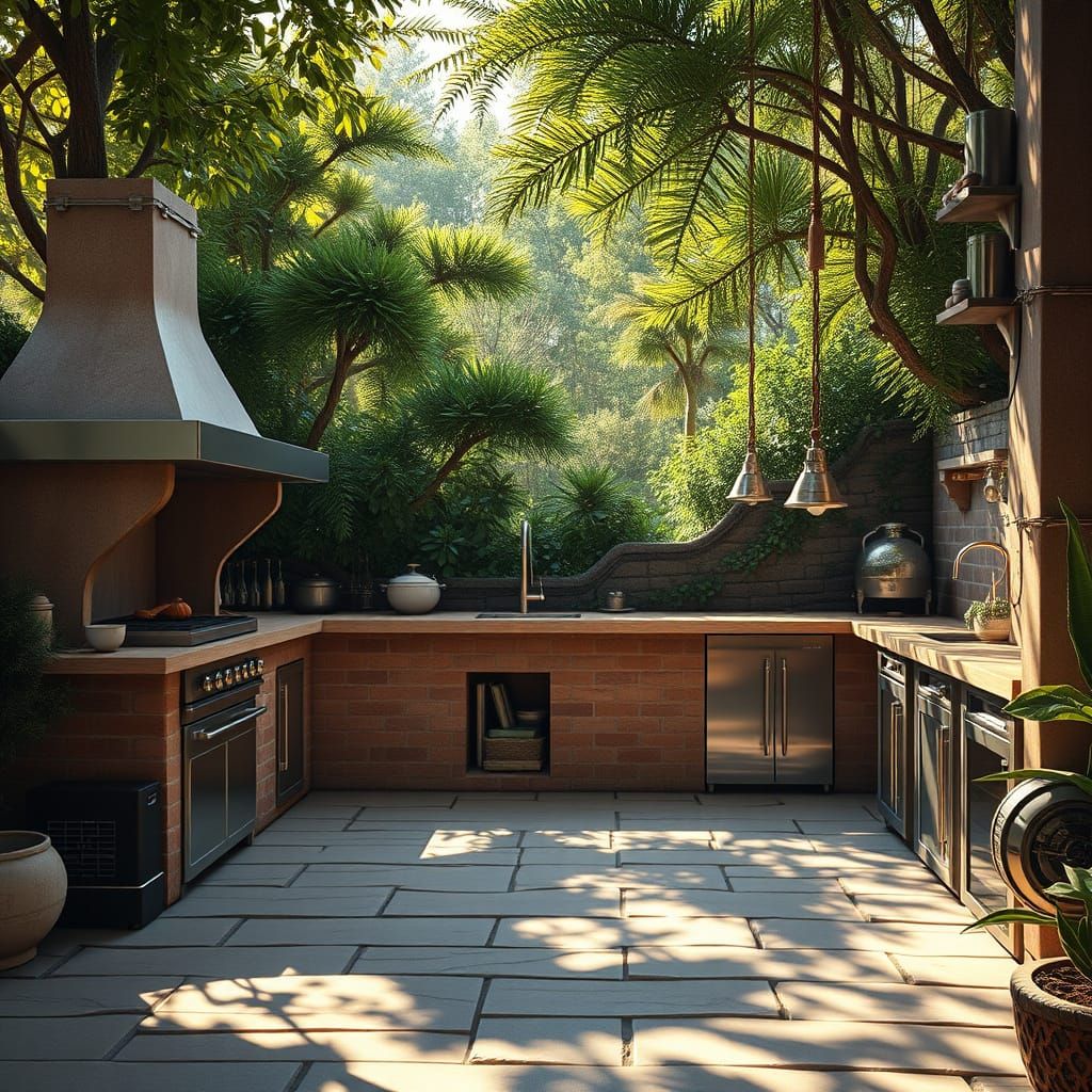 Futuristic French Provençal Outdoor Kitchen in Sunshine