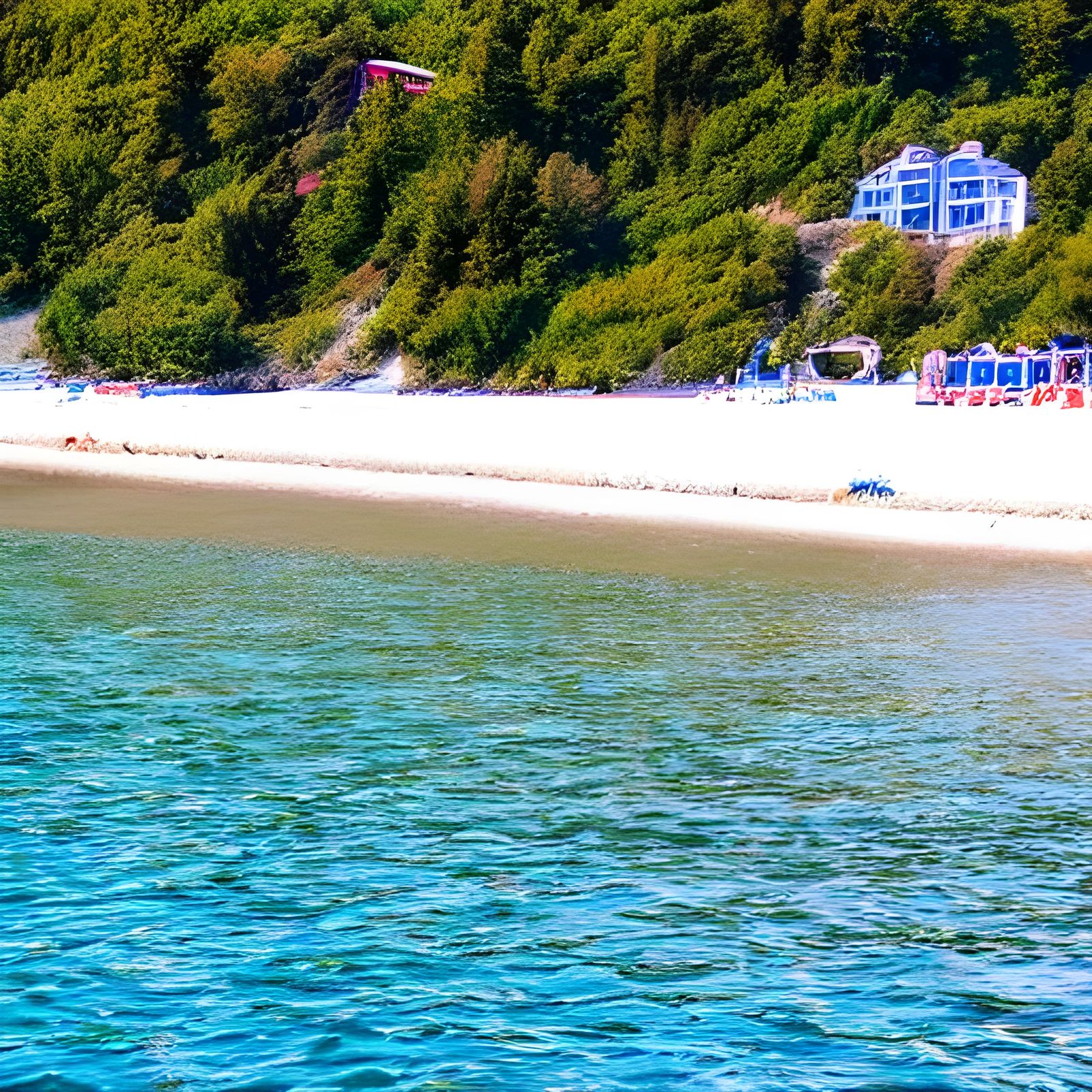 Sunny Beach View with Crystal Clear Water