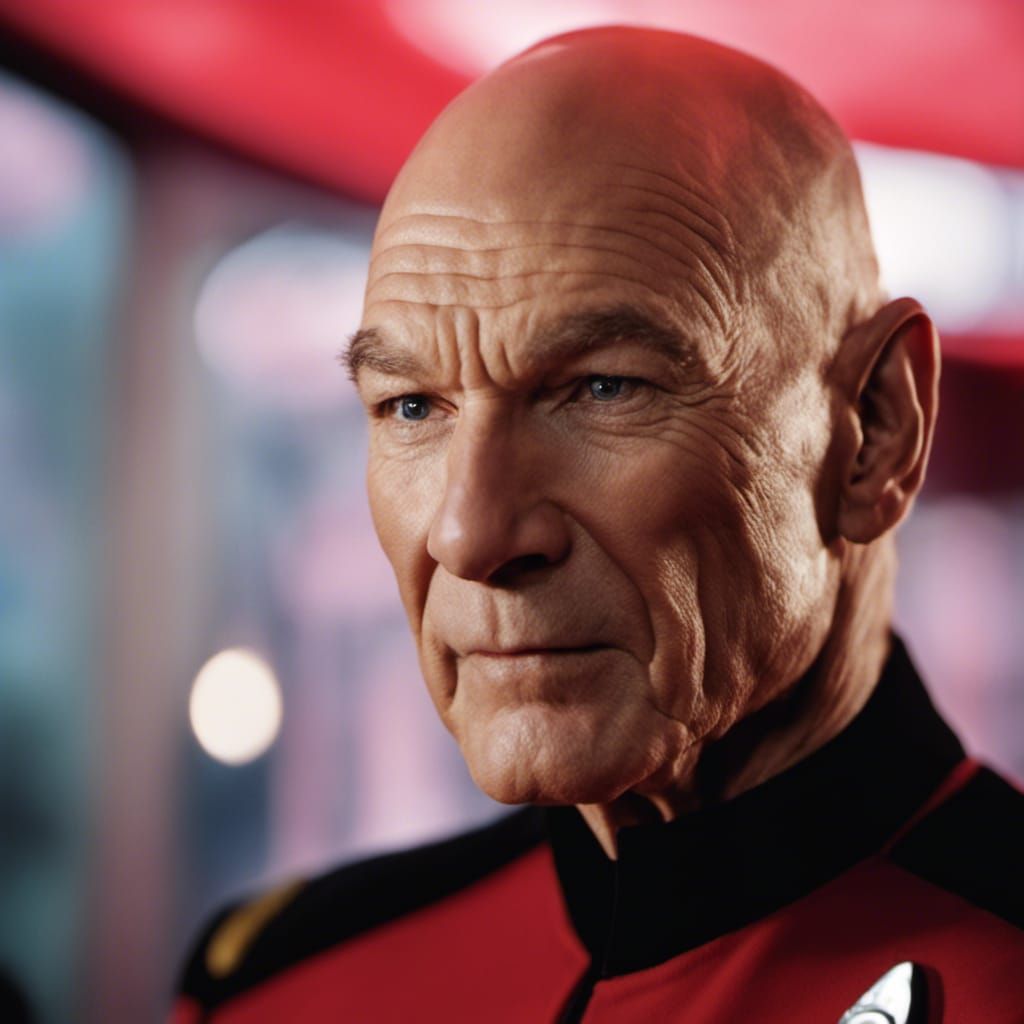 Captain Picard in Starfleet Uniform: Hyperrealistic Portrait
