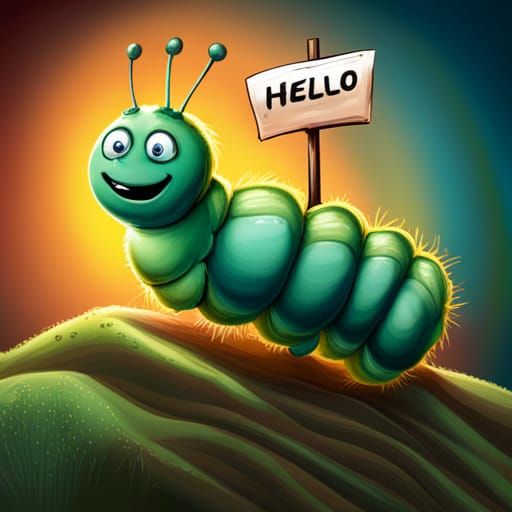 Friendly Cartoon Caterpillar As Colorful Splash Art