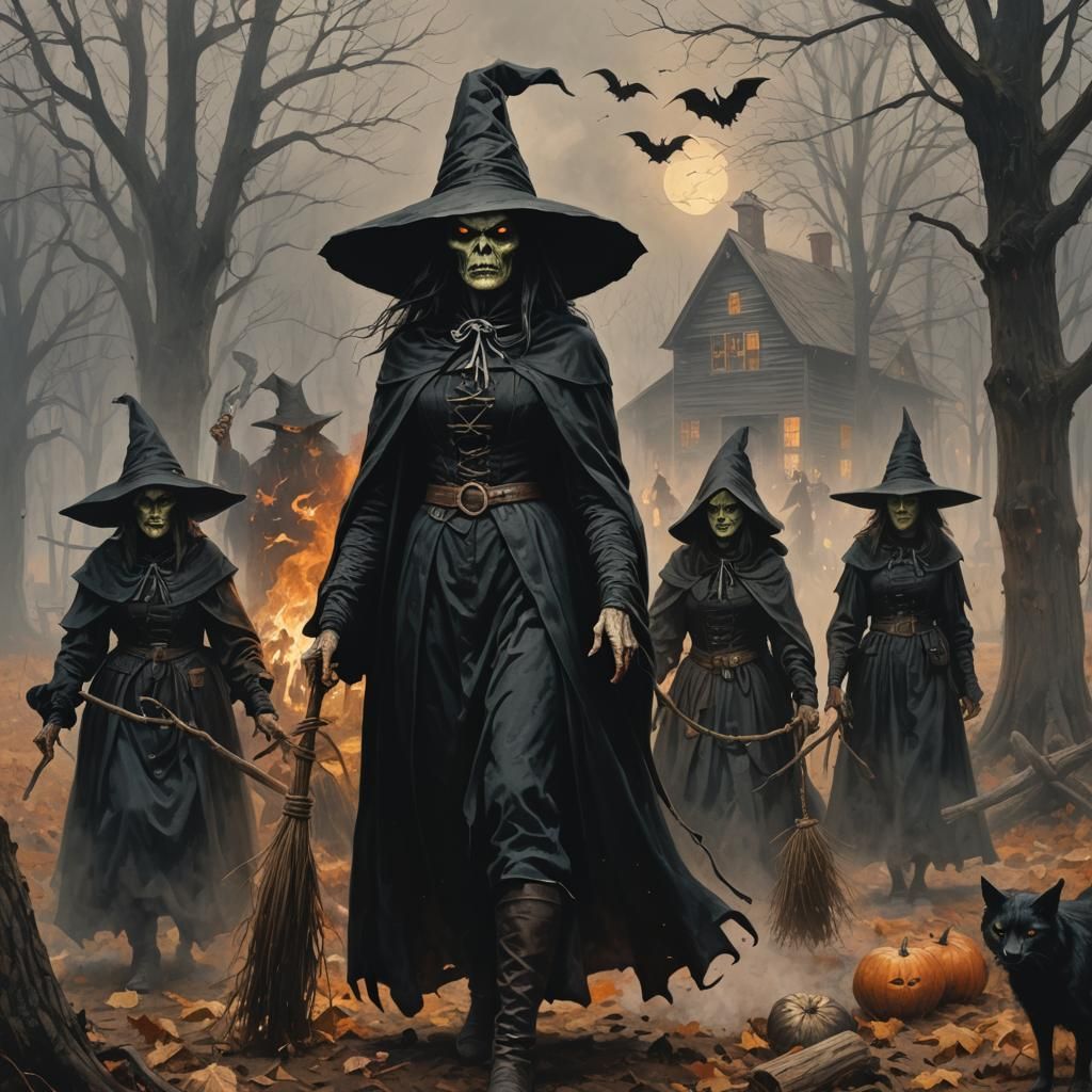 Sinister Puritan Witch Coven in Salem Farm
