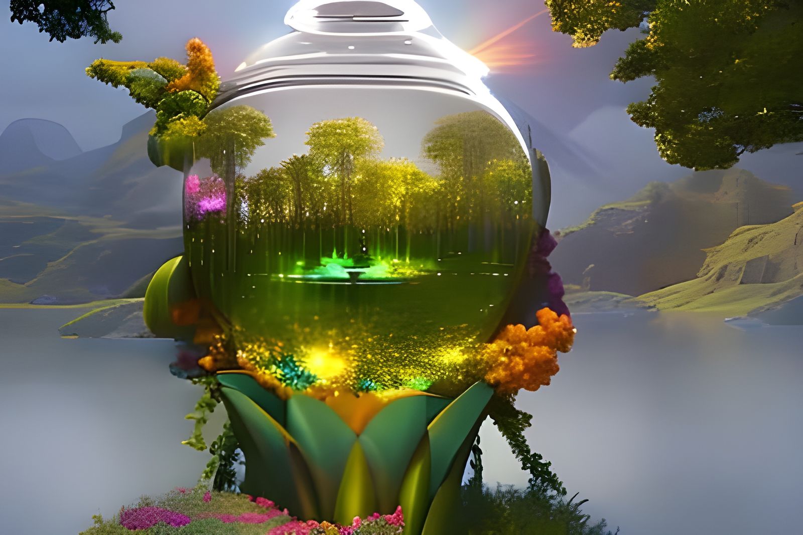 Crystal Flowers in Art Nouveau Forest