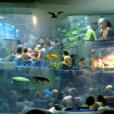 People Swimming in Aquarium, Fish Watching