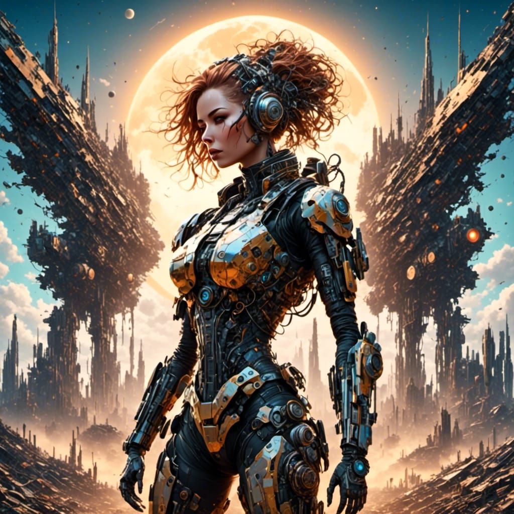 Post-Apocalyptic Cyborg in Tile Sun Sky