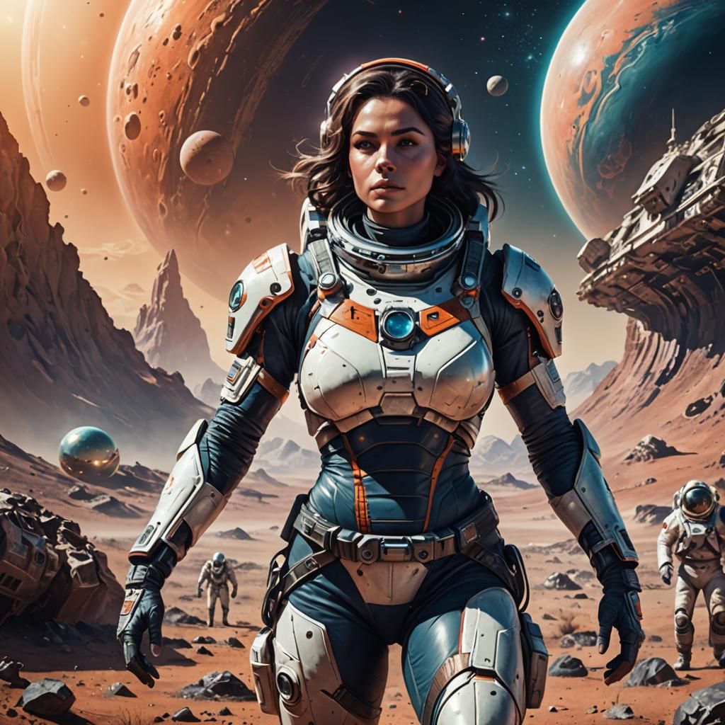 Cosmonaut on Alien Planet in Sci-Fi Atmosphere