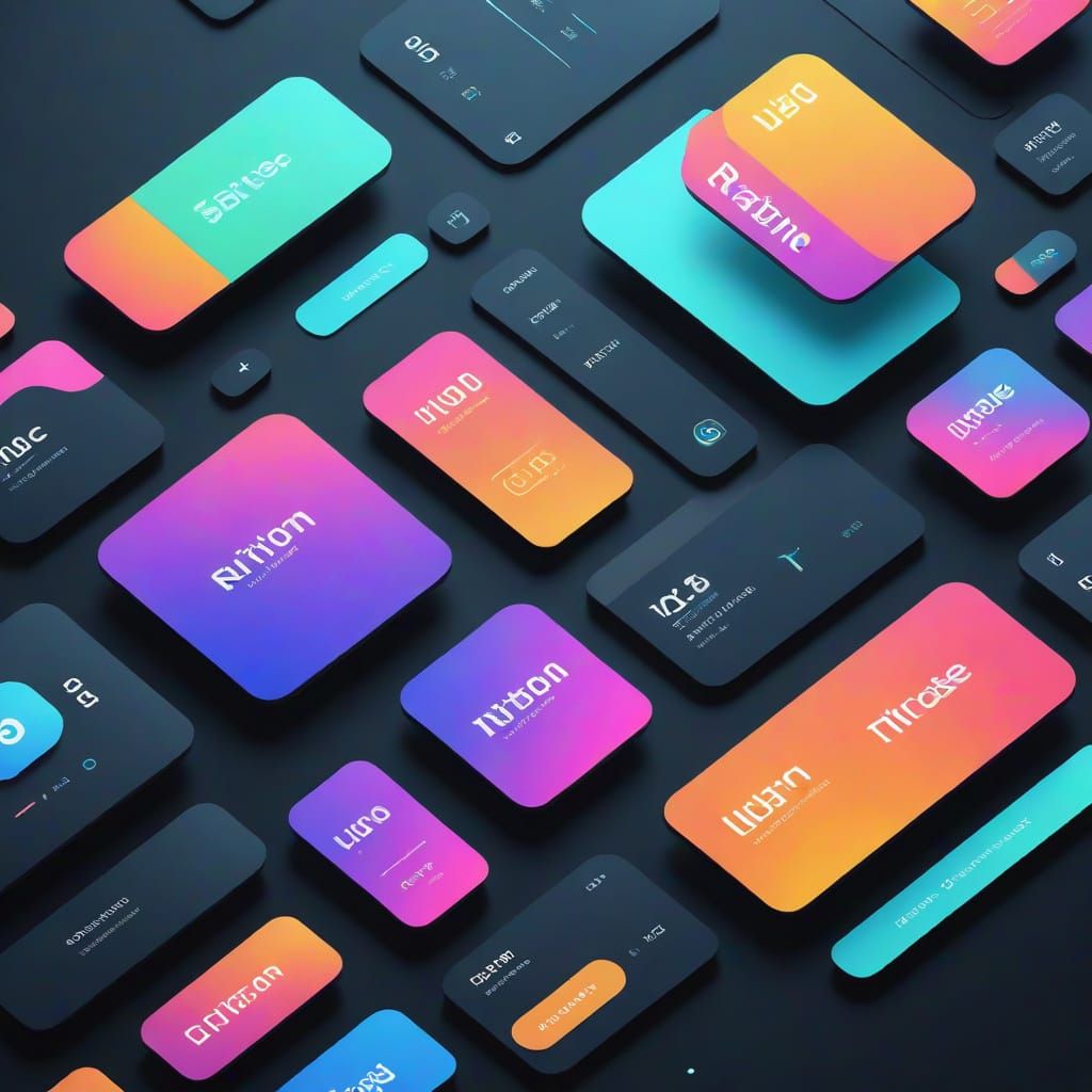 Modern UI Design Masterpiece in Sleek, Well-Textured Flat St...