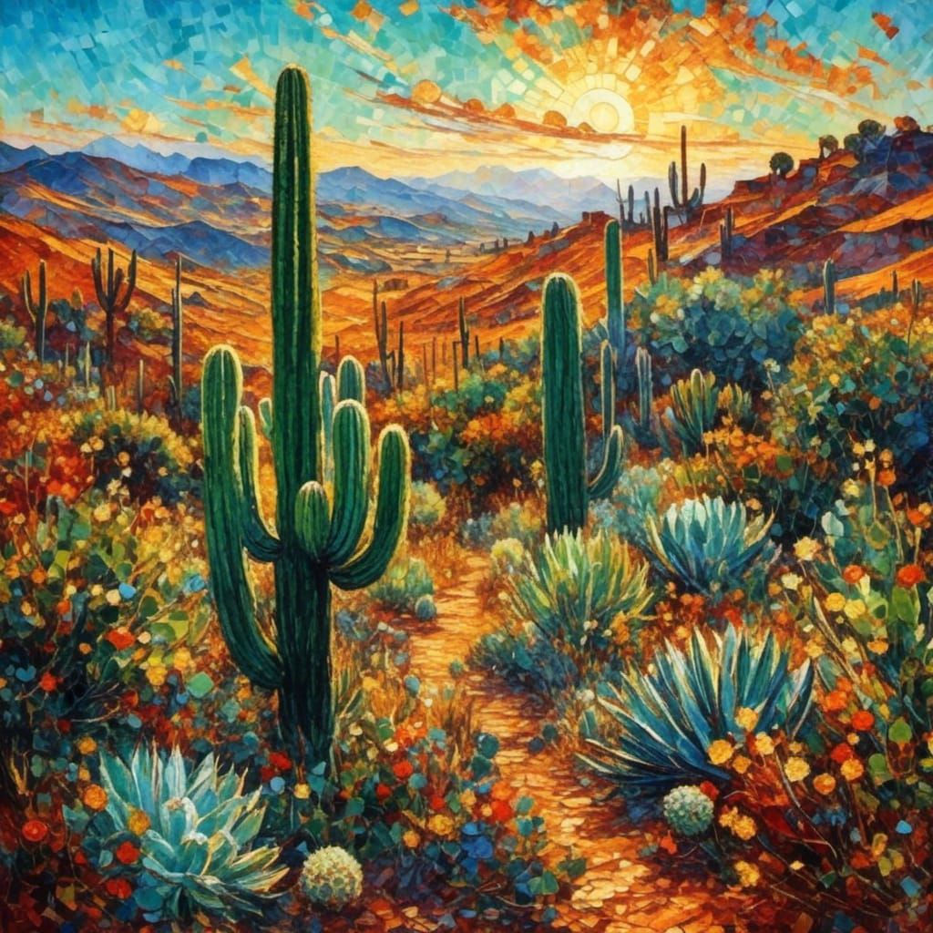 Cactus Desert with Tiled Sunshine Texture