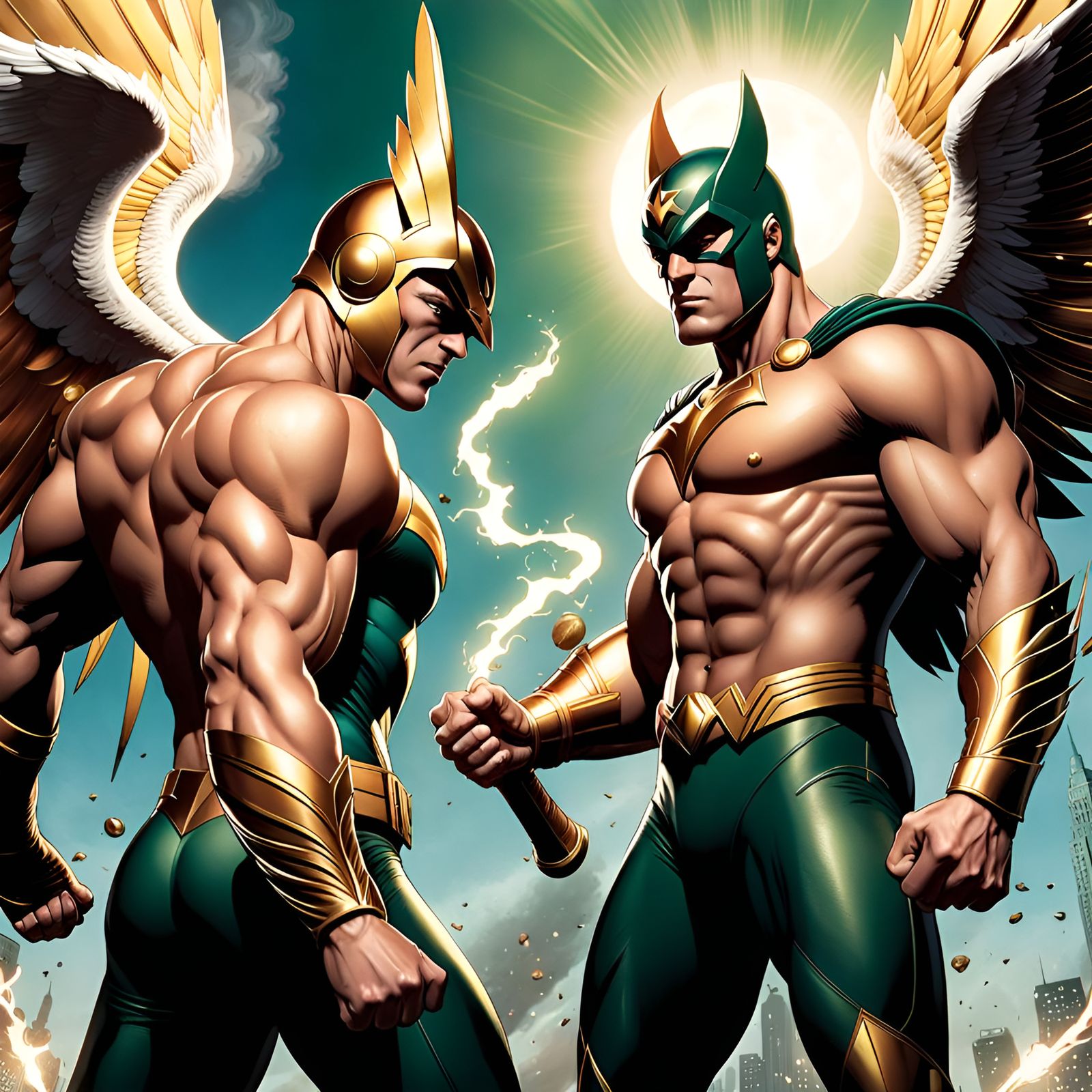Marvel's Namor Meets DC's Hawkman: Comic Book Art