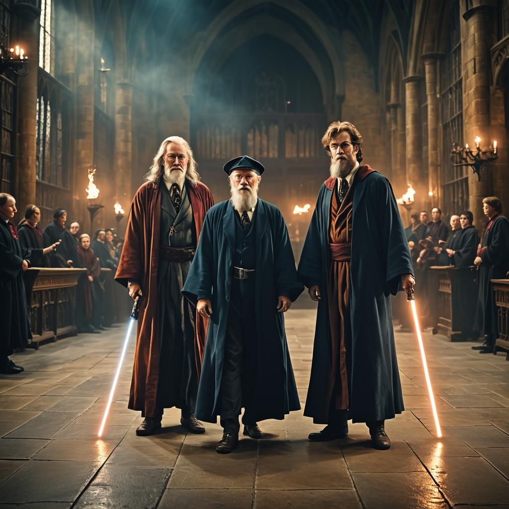Harry Potter and Dumbledore Lightsaber Duel, Cinematic Still