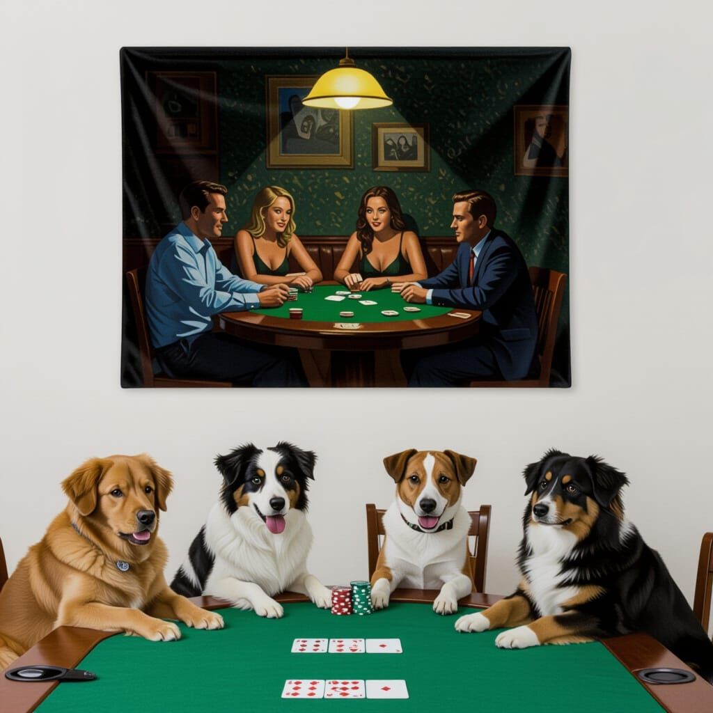 Dogs Play Poker with Velvet Painting