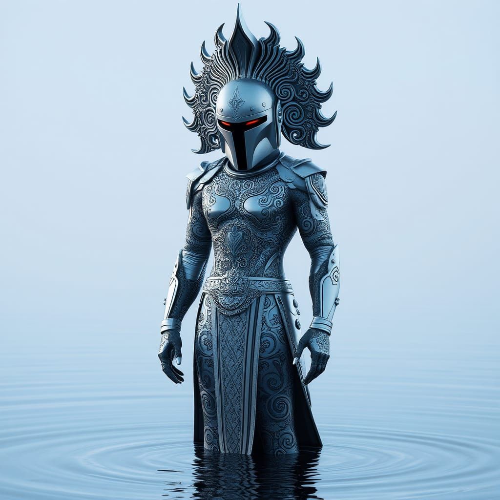 Cybernetic Mandalorian Warrior with Buddhist Iconography