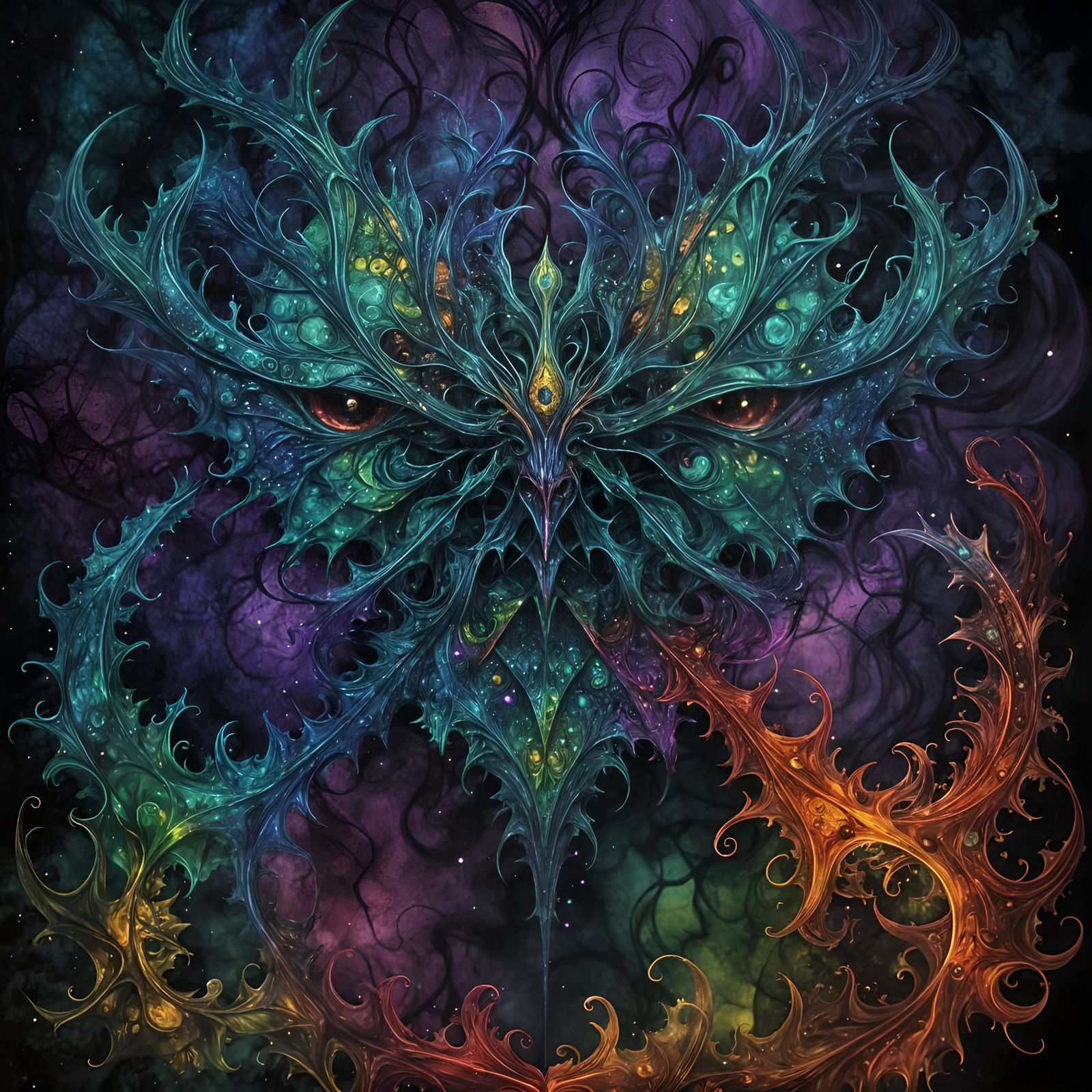 Nightmarish Dream: Exotic Fractal in Alcohol Ink