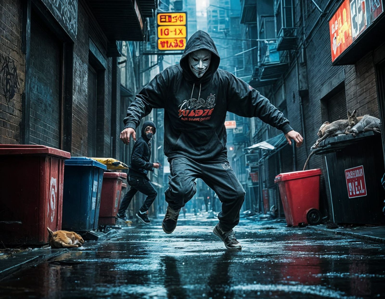 Anonymous Ray hopping like an Australian break dancer