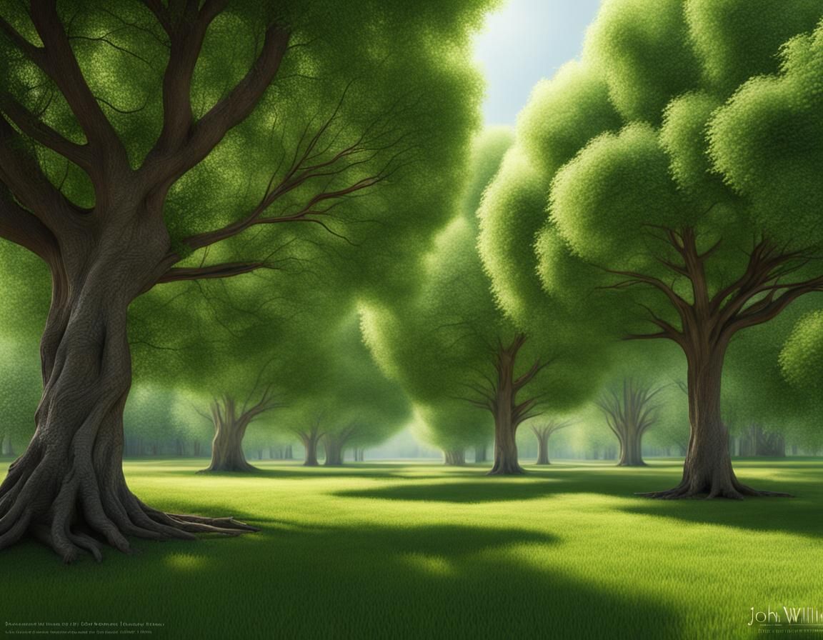Hyperrealistic Green Tree Landscape Vista