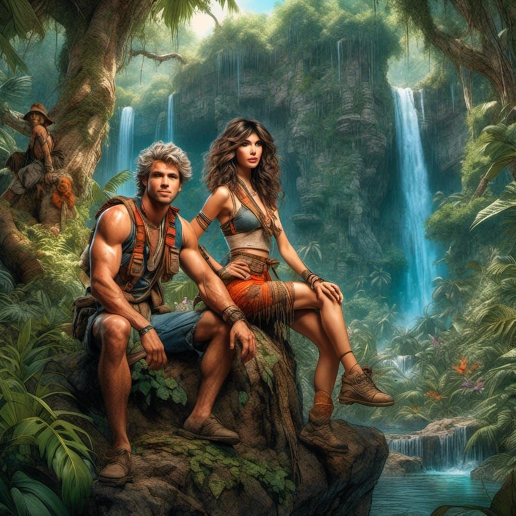 Fred and Wilma Flintstone Portrait in Color Pencil