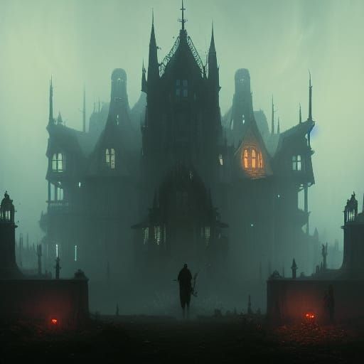 Dark Fantasy Spooky Scene with Dynamic Lighting
