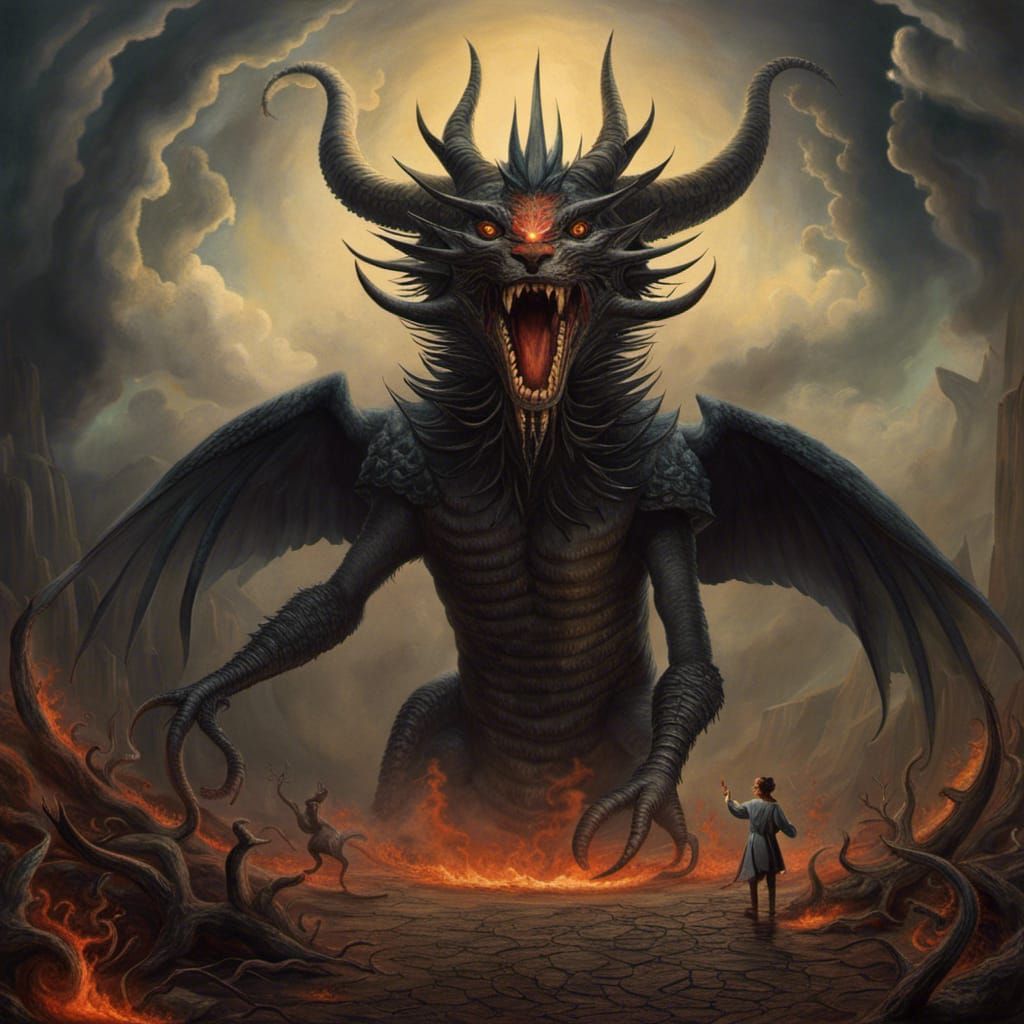 Demonic Vision in Surrealist Dark Fantasy Style