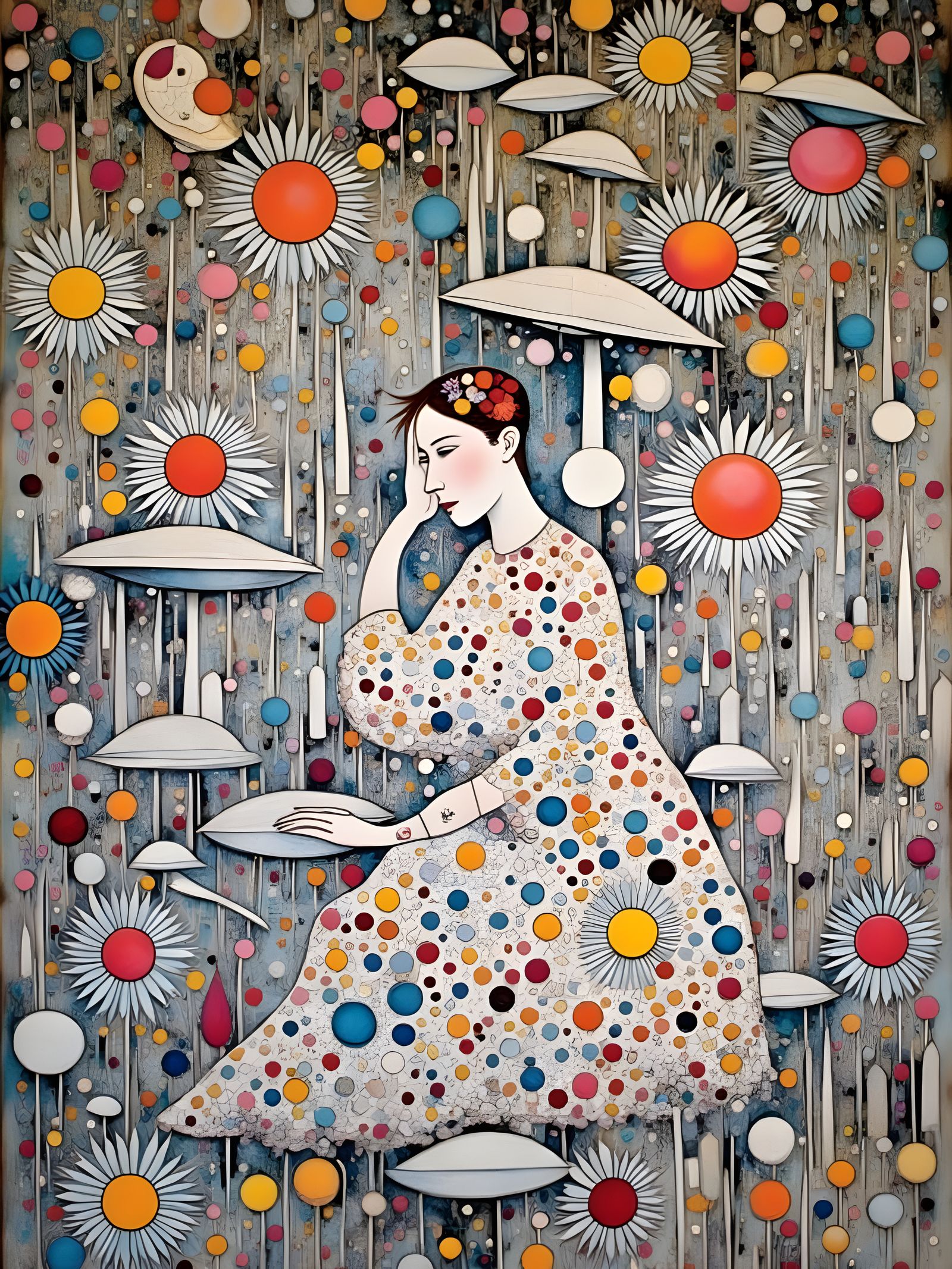 Retro Futuristic Flower Power Girl in Martian City