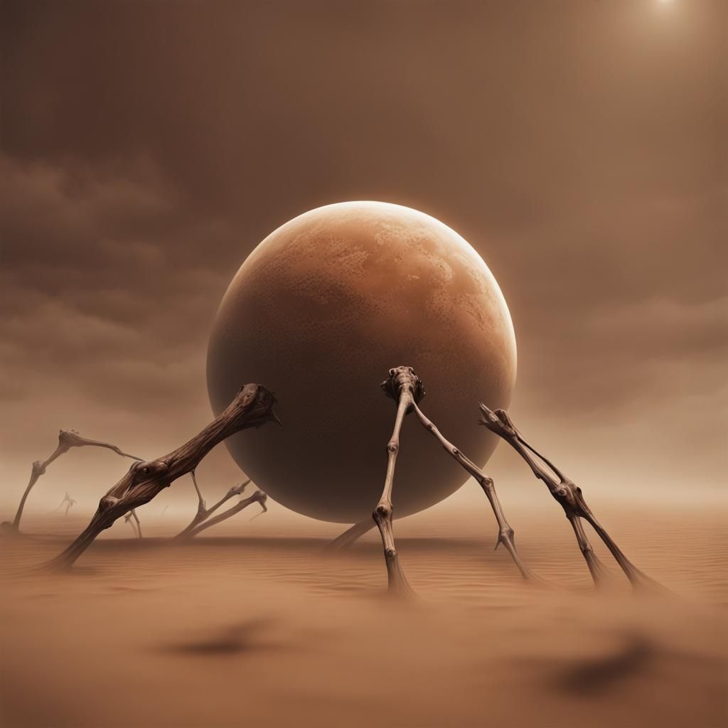 Eerie Alien Planet with Fossil Remains