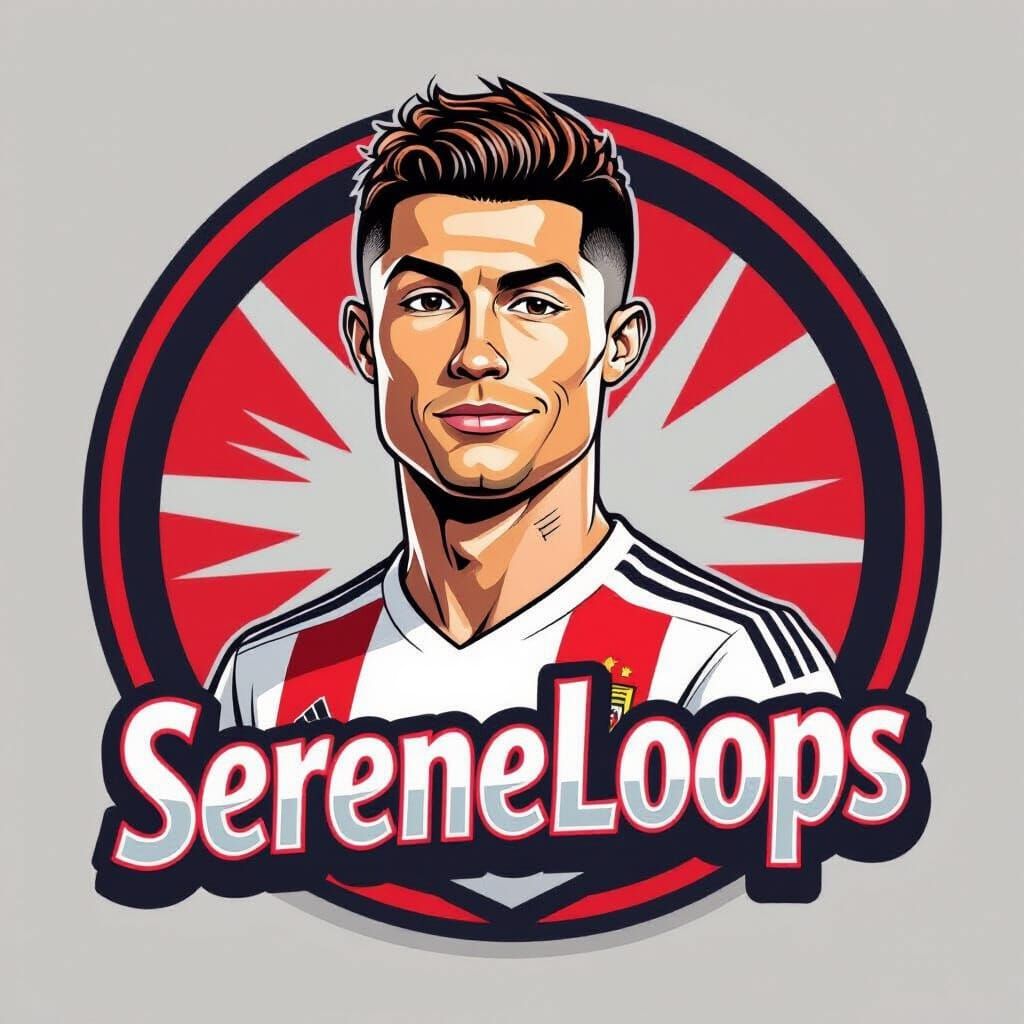 SereneLoopToons YouTube Logo with Cartoon Soccer Player