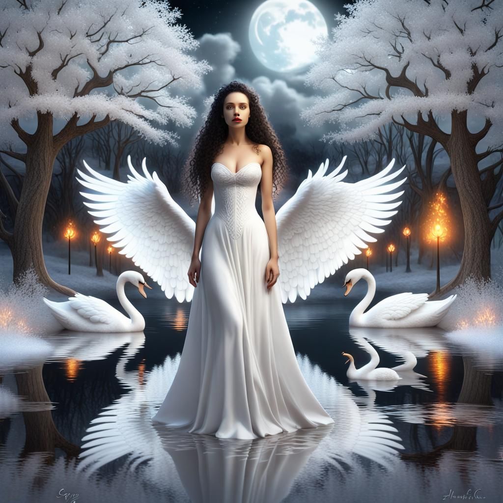 white winter forest angel