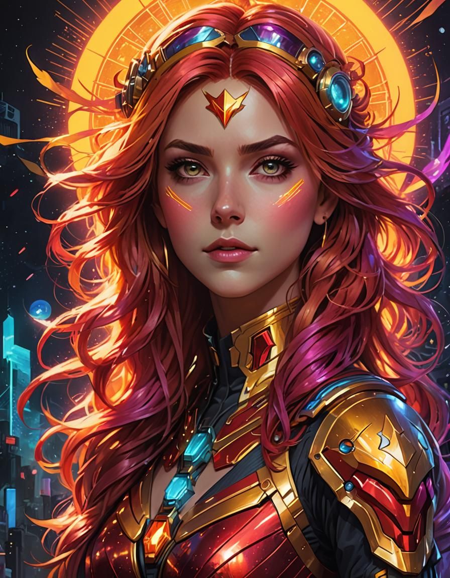 Sunset Shimmer in Cyberpunk Pencil Sketch with Aurora