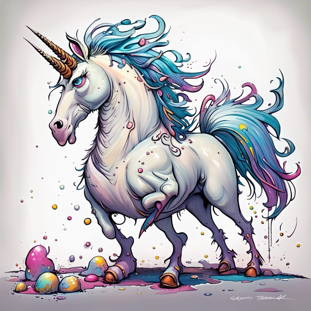 Funny Unicorn in Comic Art Style