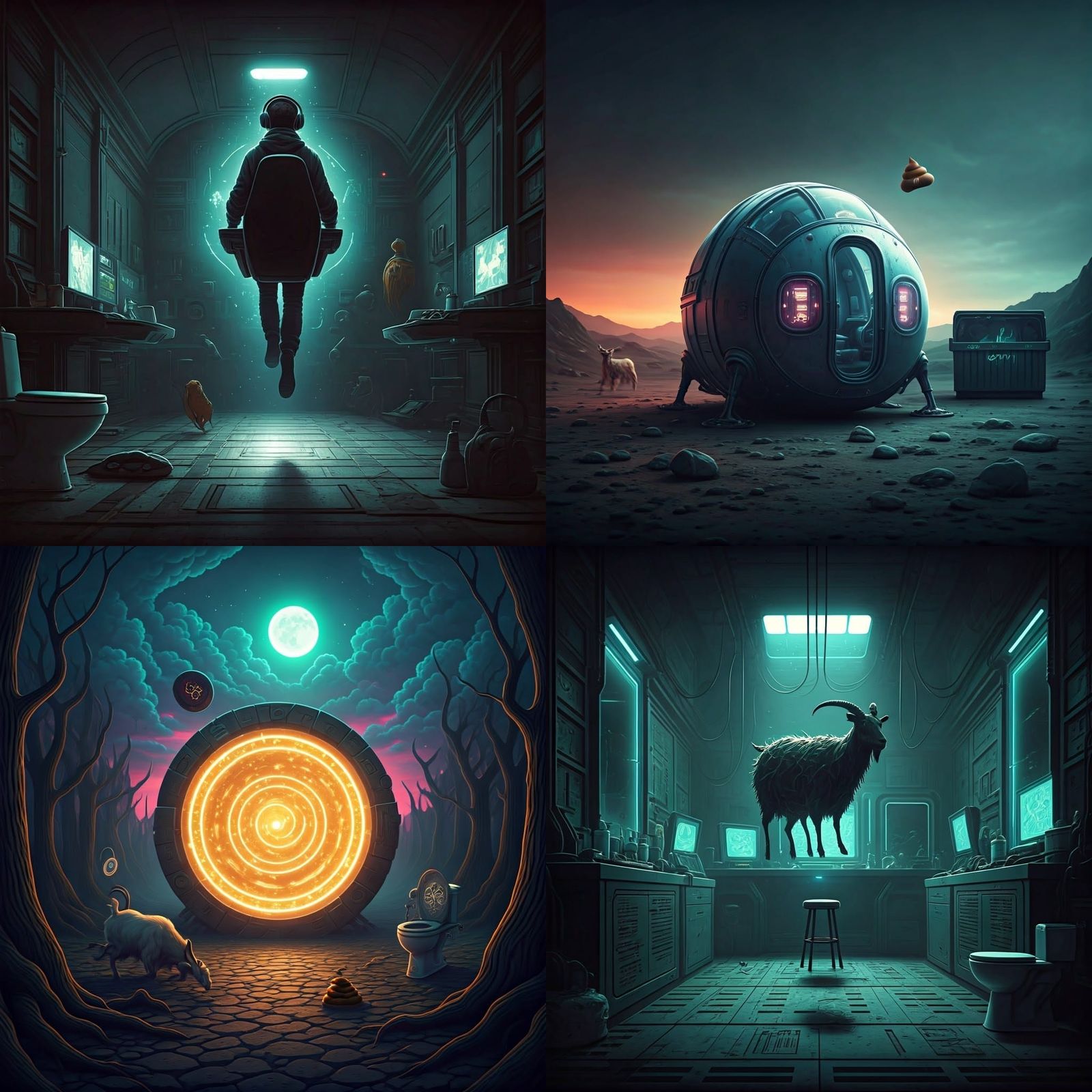 Gamer Room with Goat: Epic Digital Matte Painting