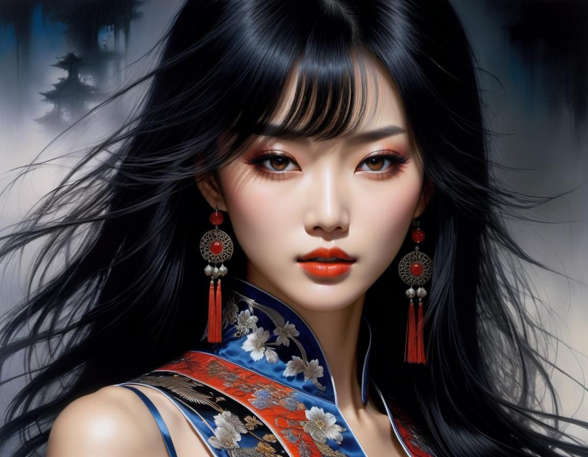 Stunning Portrait of Chinese Woman in Royo Style