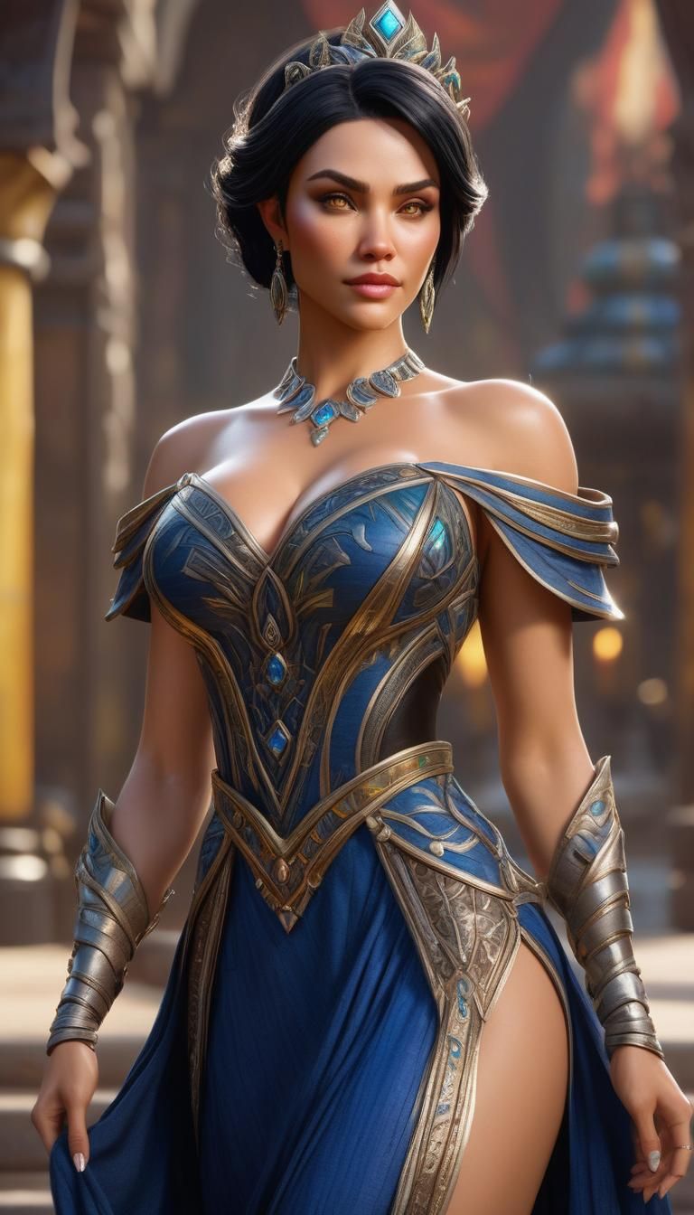 Gorgeous Woman in Warcraft Style, Hyperrealistic Portrait