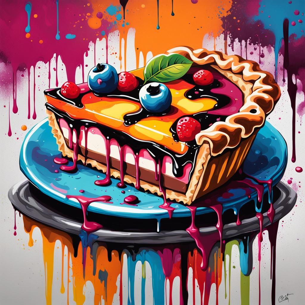 Colorful Graffiti Slice of Pie Street Art