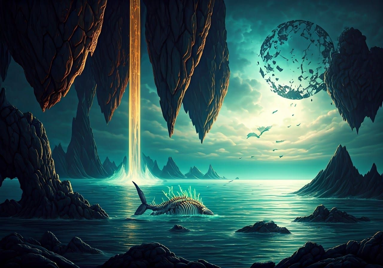 Ethereal Fantasy Realm in Chiaroscuro Lighting