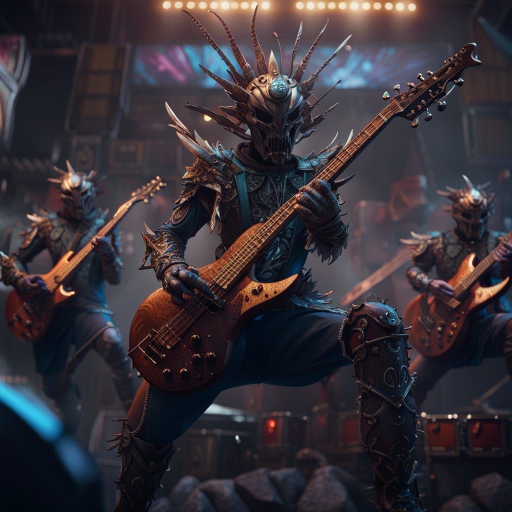 Metal Band Performance: Detailed Matte Painting