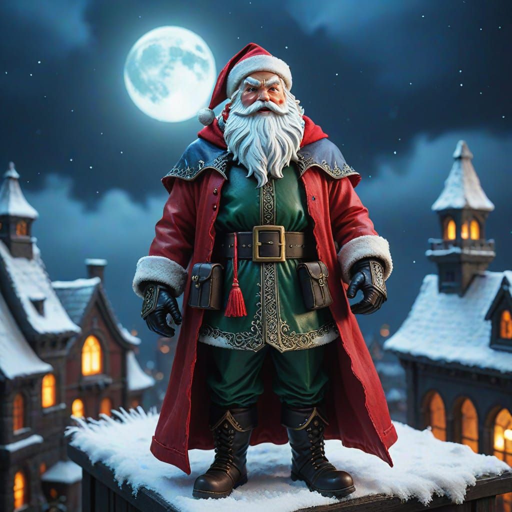 AN EVIL SINISTER SANTA OWNING THE NIGHT.