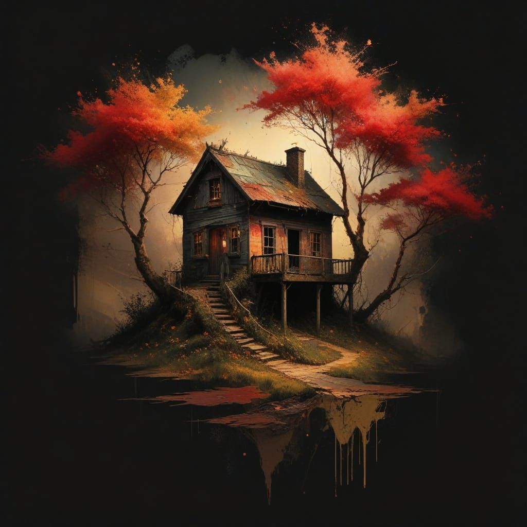 Grunge Autumn Treehouse Elegance