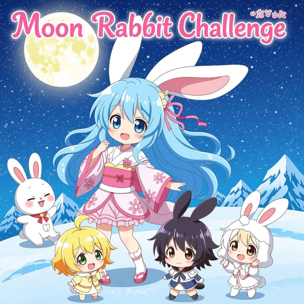 Kawaii Moon Rabbit Anime Collage